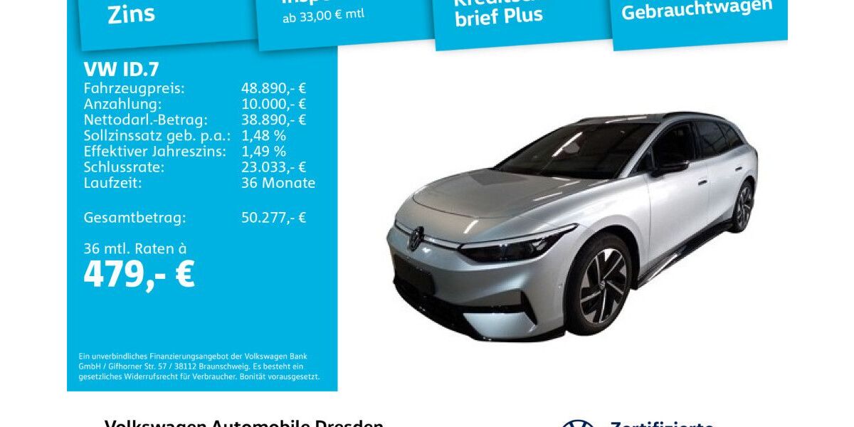VW ID.7 19.557 km 49.890 &euro; Dresden 01169