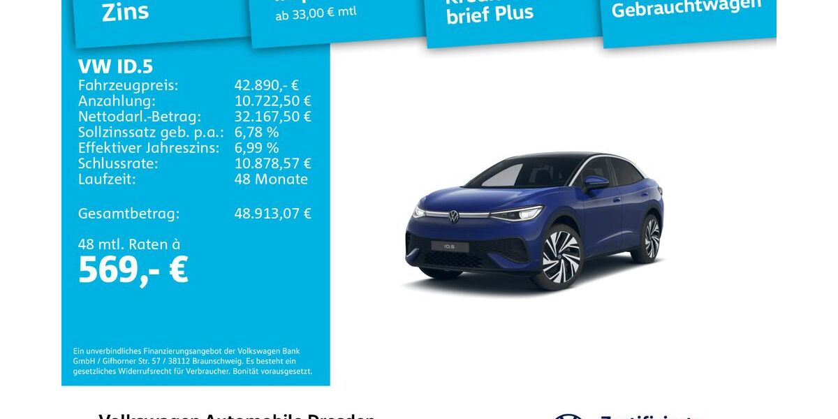 VW ID.5 6.387 km 42.890 &euro; Dresden 01067