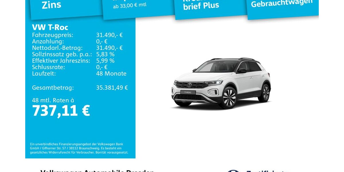 VW T-Roc 14.309 km 30.890 &euro; Dresden 01067
