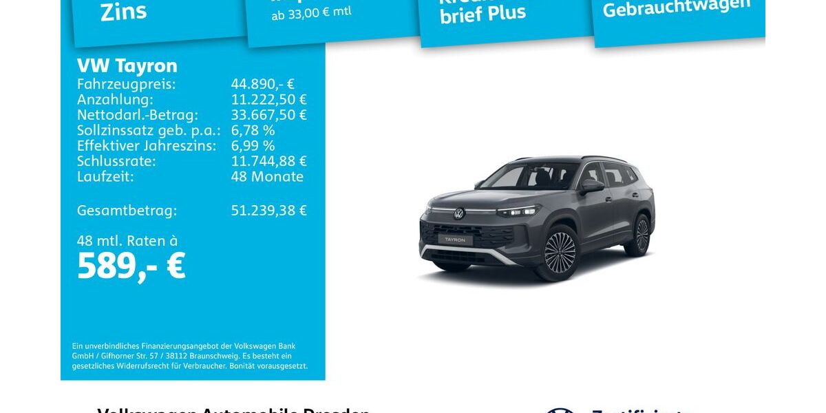 VW Tayron 11.741 km 44.890 &euro; Dresden 01067
