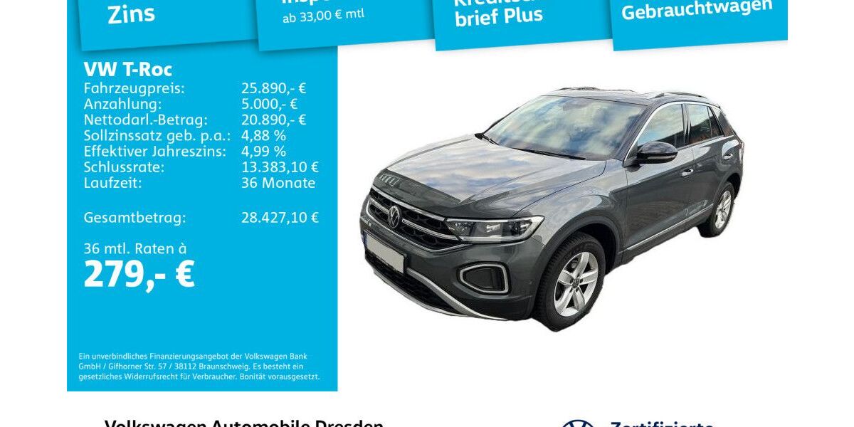 VW T-Roc 44.672 km 25.690 &euro; Dresden 01169