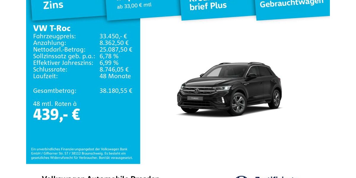 VW T-Roc 9.908 km 33.450 &euro; Dresden 01169