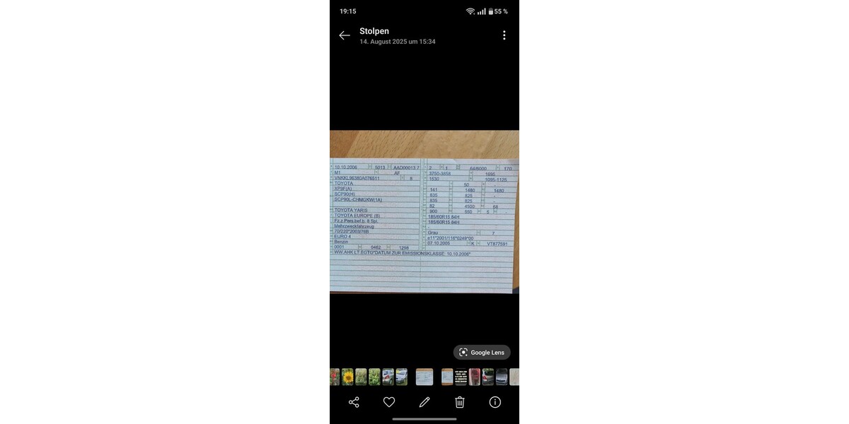 Toyota Yaris 95.450 km 4.250 &euro; Stolpen 01833