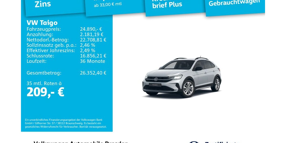 VW Taigo 8.329 km 24.490 &euro; Dresden 01067