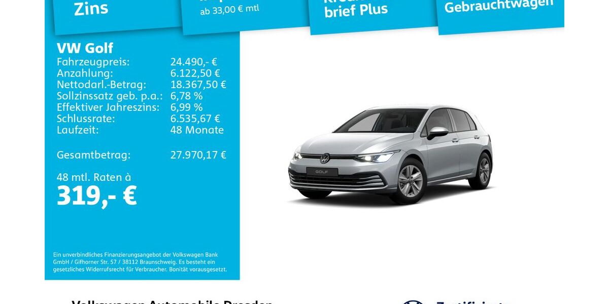 VW Golf 24.716 km 25.490 &euro; Dresden 01169