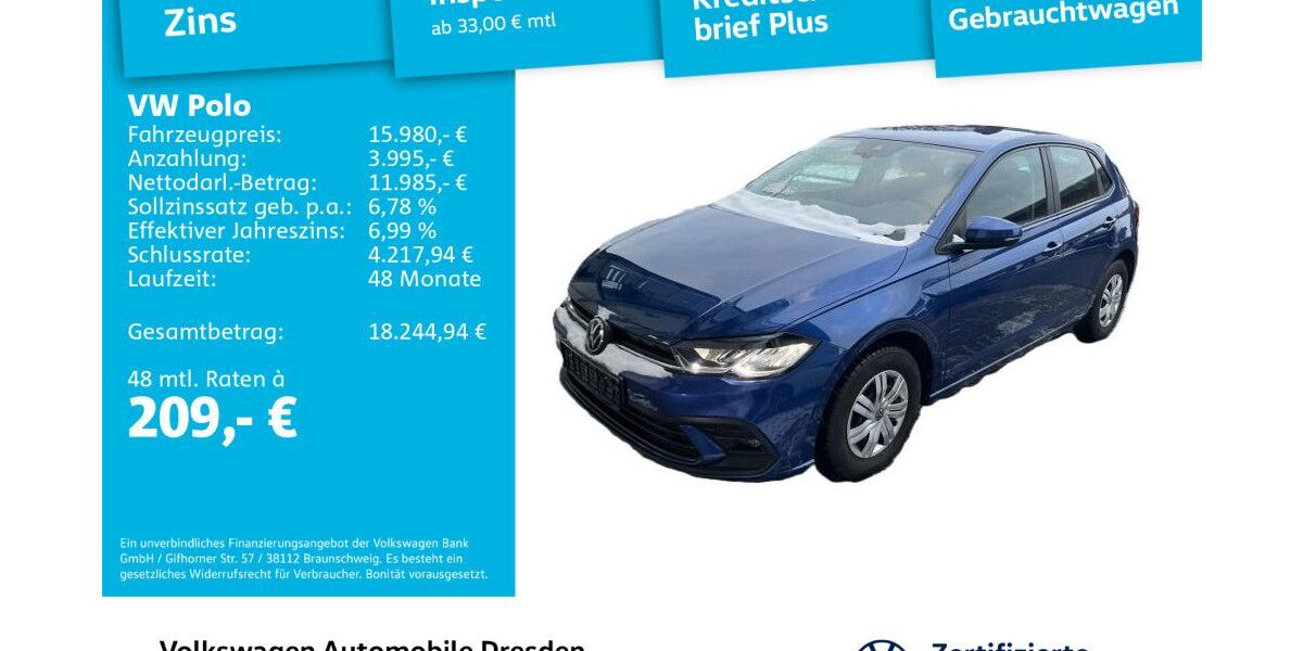 VW Polo 22.629 km 15.490 &euro; Dresden 01169