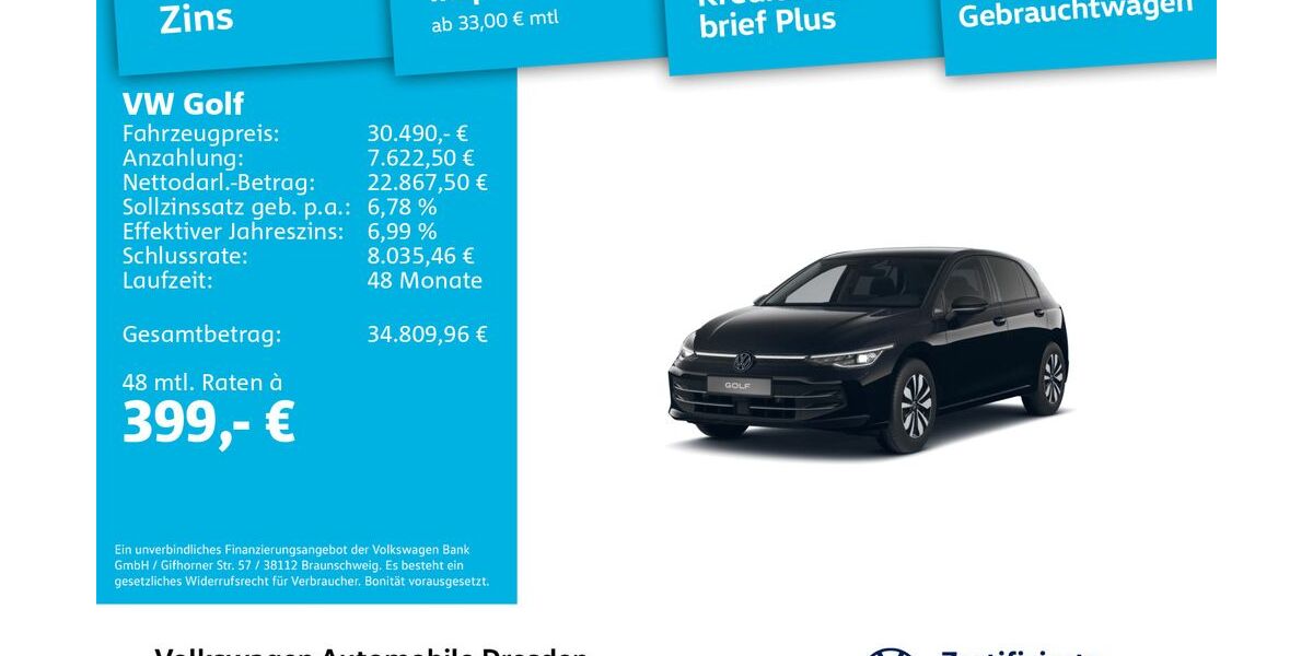 VW Golf 14.834 km 30.490 &euro; Dresden 01067
